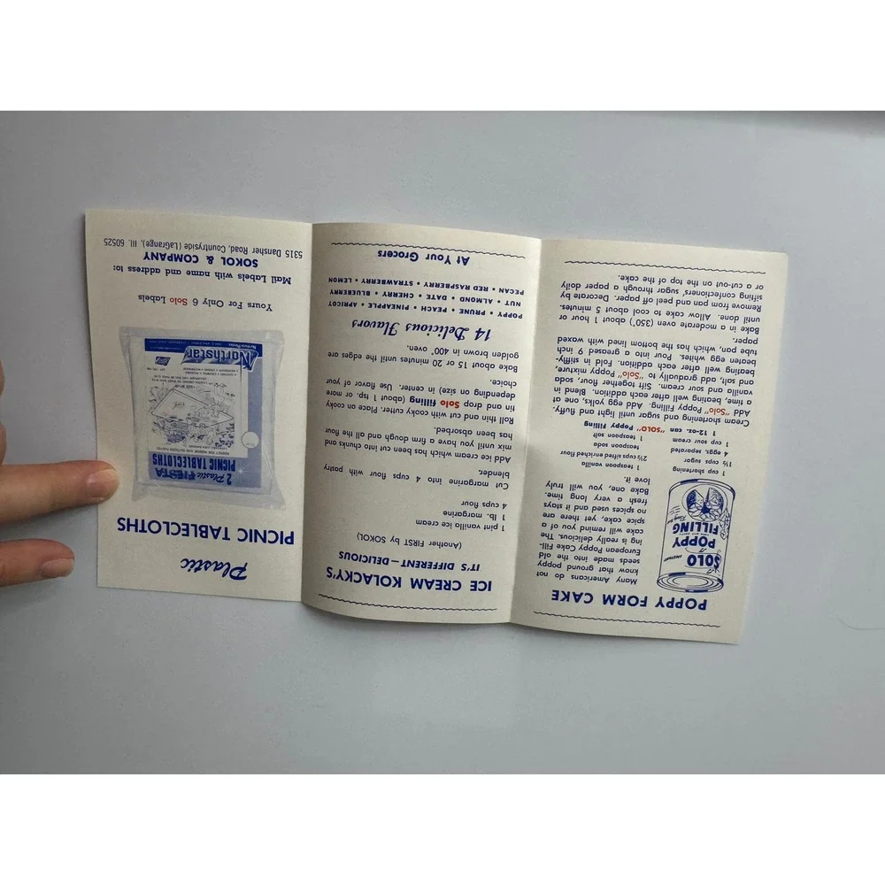 Vintage 1972 Solo Cake and Pastry‎ Fillings Recipe Pamphlet Sokol & Company - Picture 3 of 5